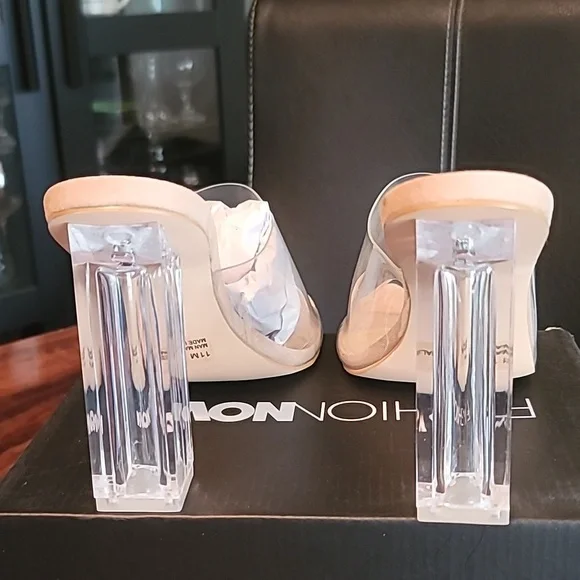 Fashion Nova Transparent and Nude Heels - Picture 4 of 5